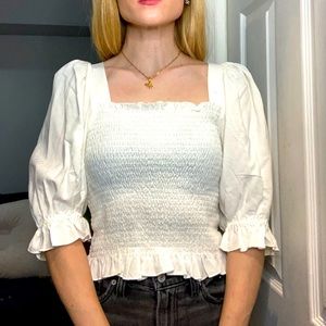 H&M Puff Sleeve White Top